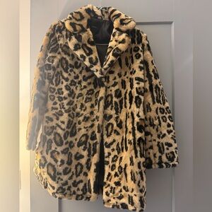 Forever 21 Animal Print Faux Fur Coat Size Small